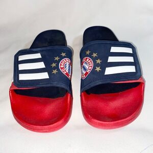 Adidas FC Bayern Munich Adilette Comfort Slides Mens 12 Navy Red GZ5937 Soccer